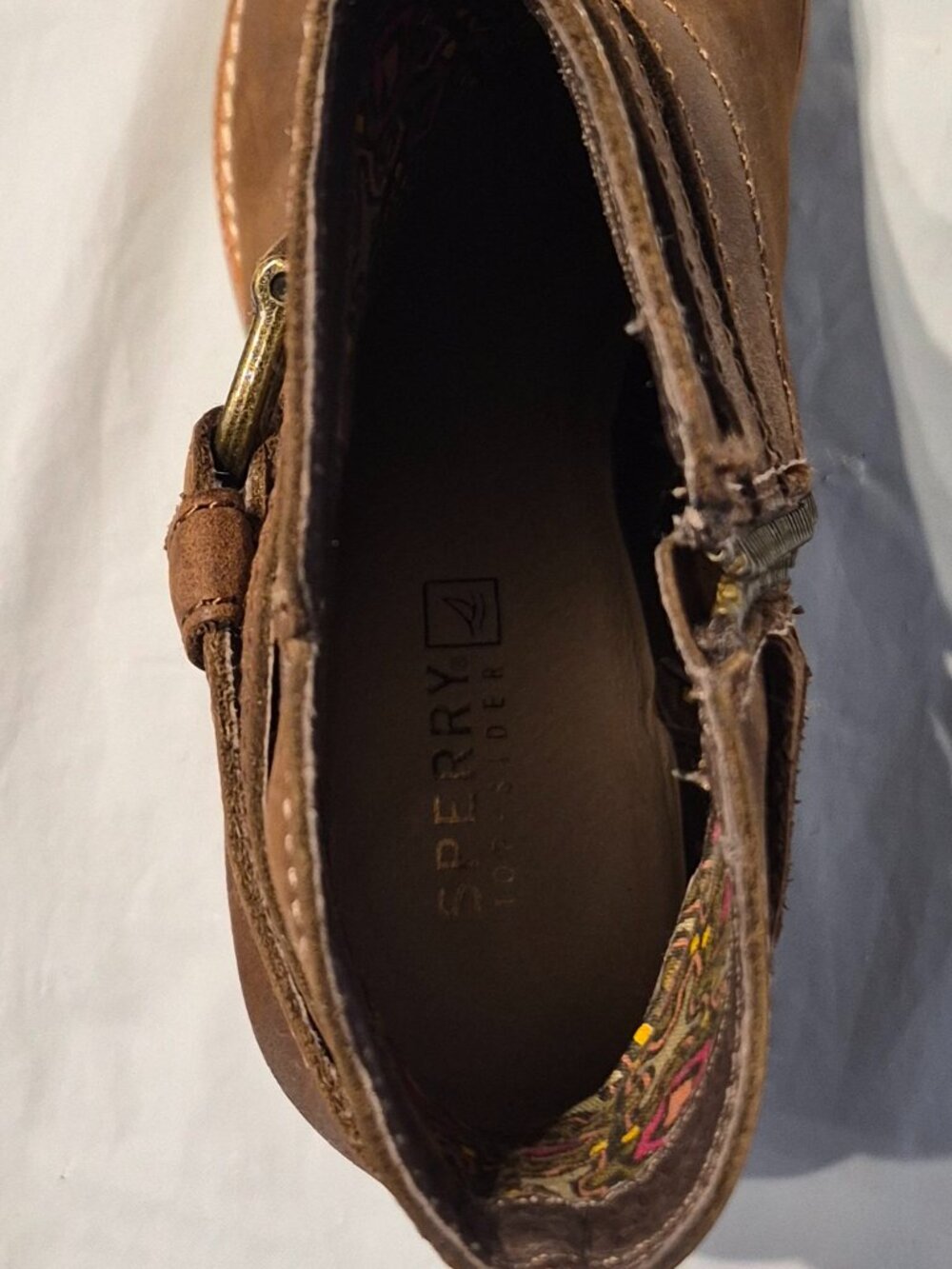 New In Box sz 7M Sperry Top-Sider Dark Brown Chelton Leather Booties - Picture 9 of 11